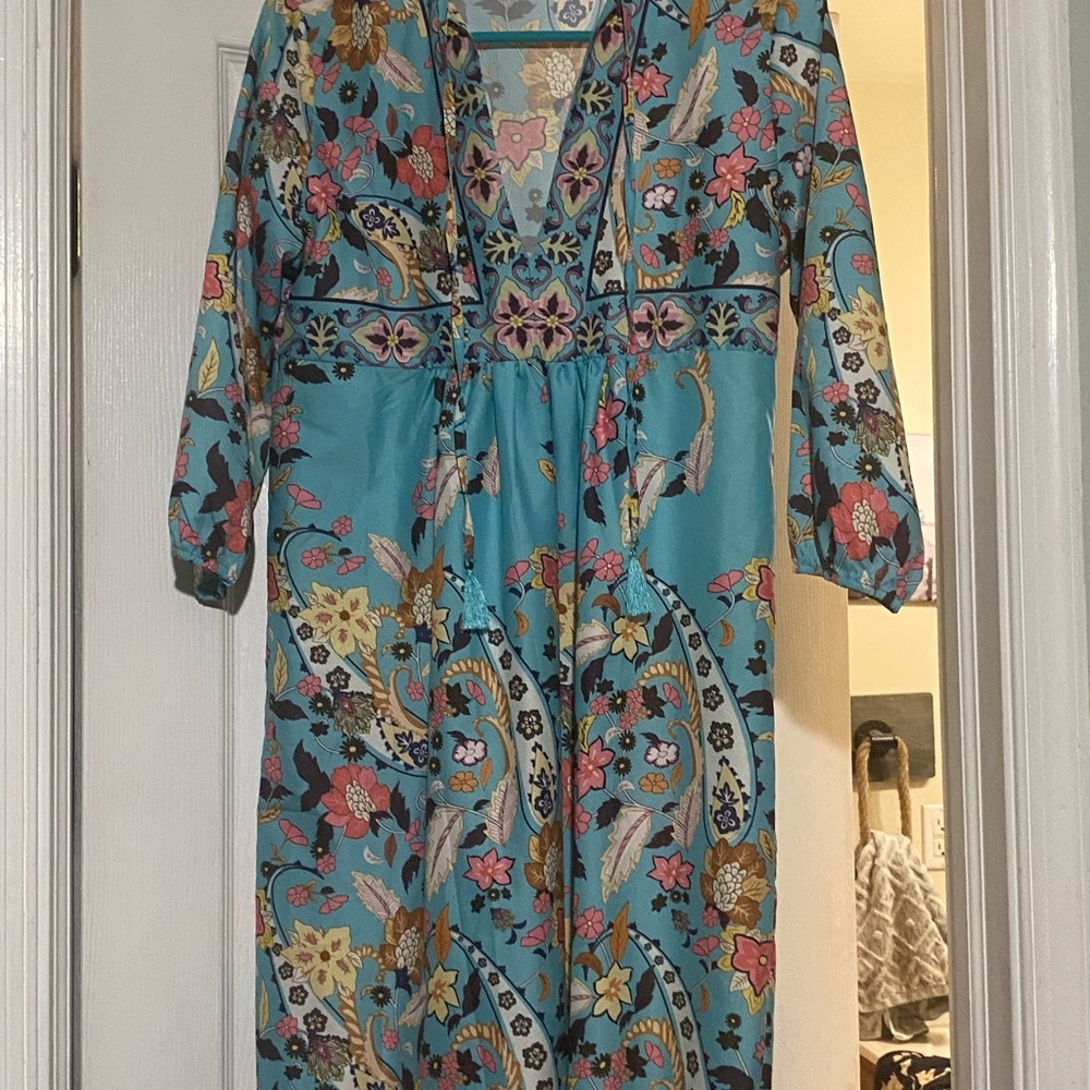 Floral V-Neck Dress - Multicolor